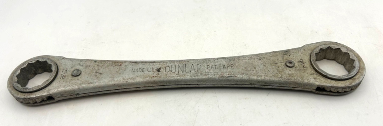 Vintage Dunlap Ratcheting Box End Wrench 13/16 7/8 USA Sears Double End