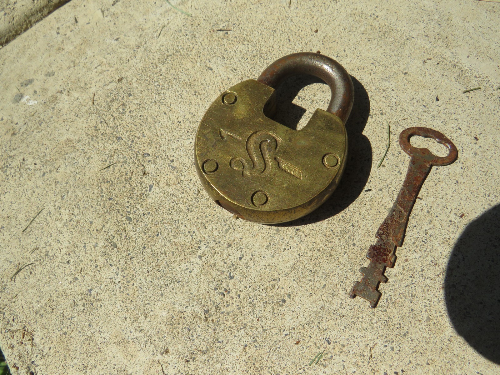 Vintage “S” Slaymaster Brass Padlock W/Key Working Condition Key Signed Sargent