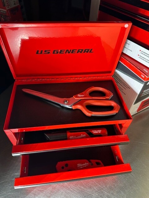 *NEW* U.S. GENERAL Mini Steel Toolbox, Red,*BRAND NEW IN THE BOX*