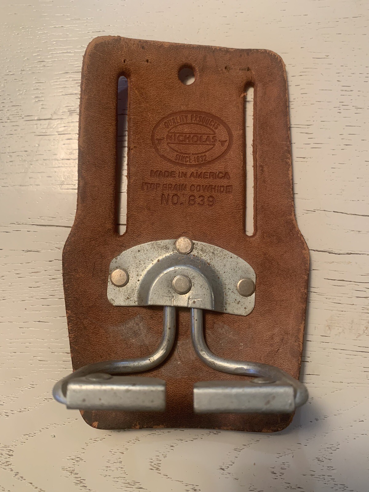 Vtg Nicholas Top Grain Cowhide Leather #839 Tool Sheath Belt Pouch Great Patina