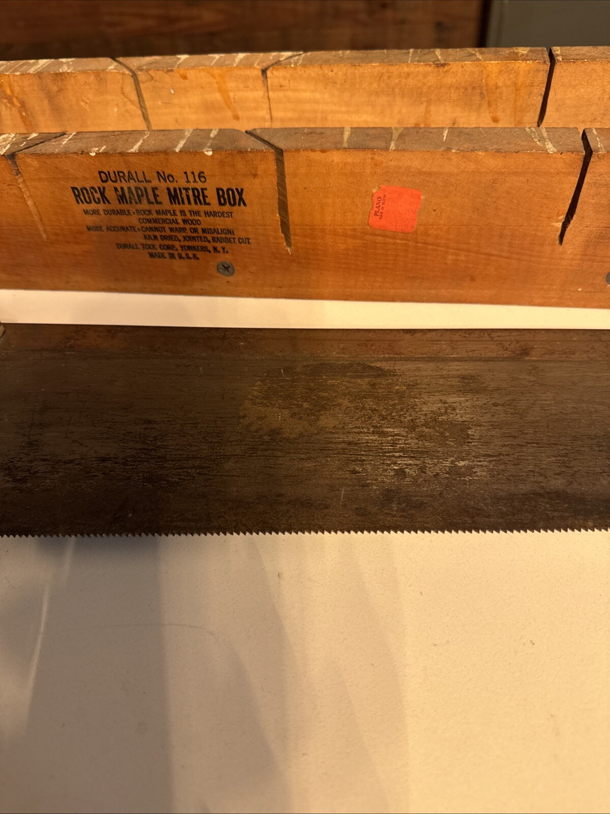 Vintage Durall No. 116 Rock Maple Mitre Box Yonkers NY Mustang 14” Saw Woodwork
