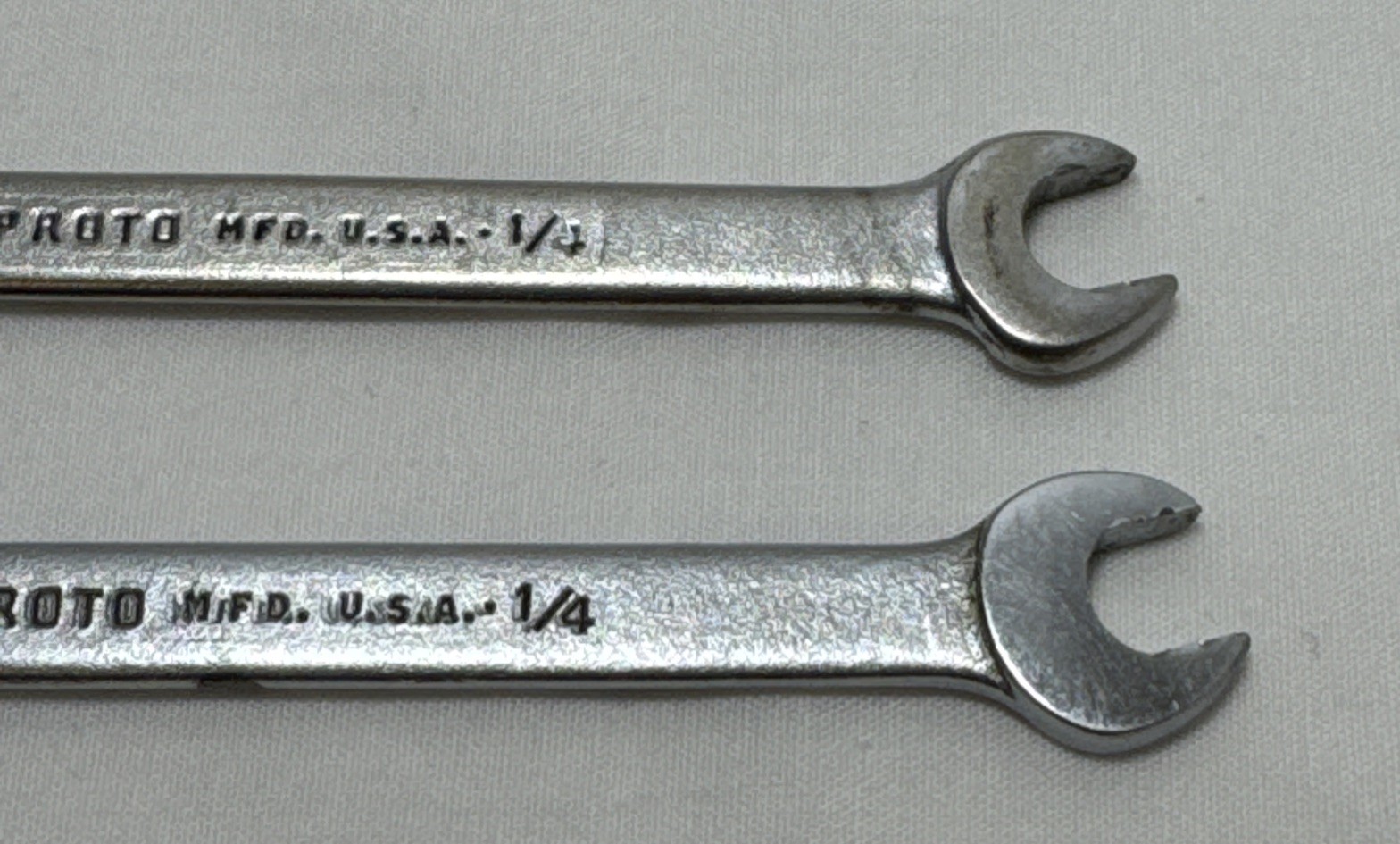 PROTO 3018, 5/16in. X 1/4in. Open End Wrench, 4-1/2in., Made In USA Lot Of 2