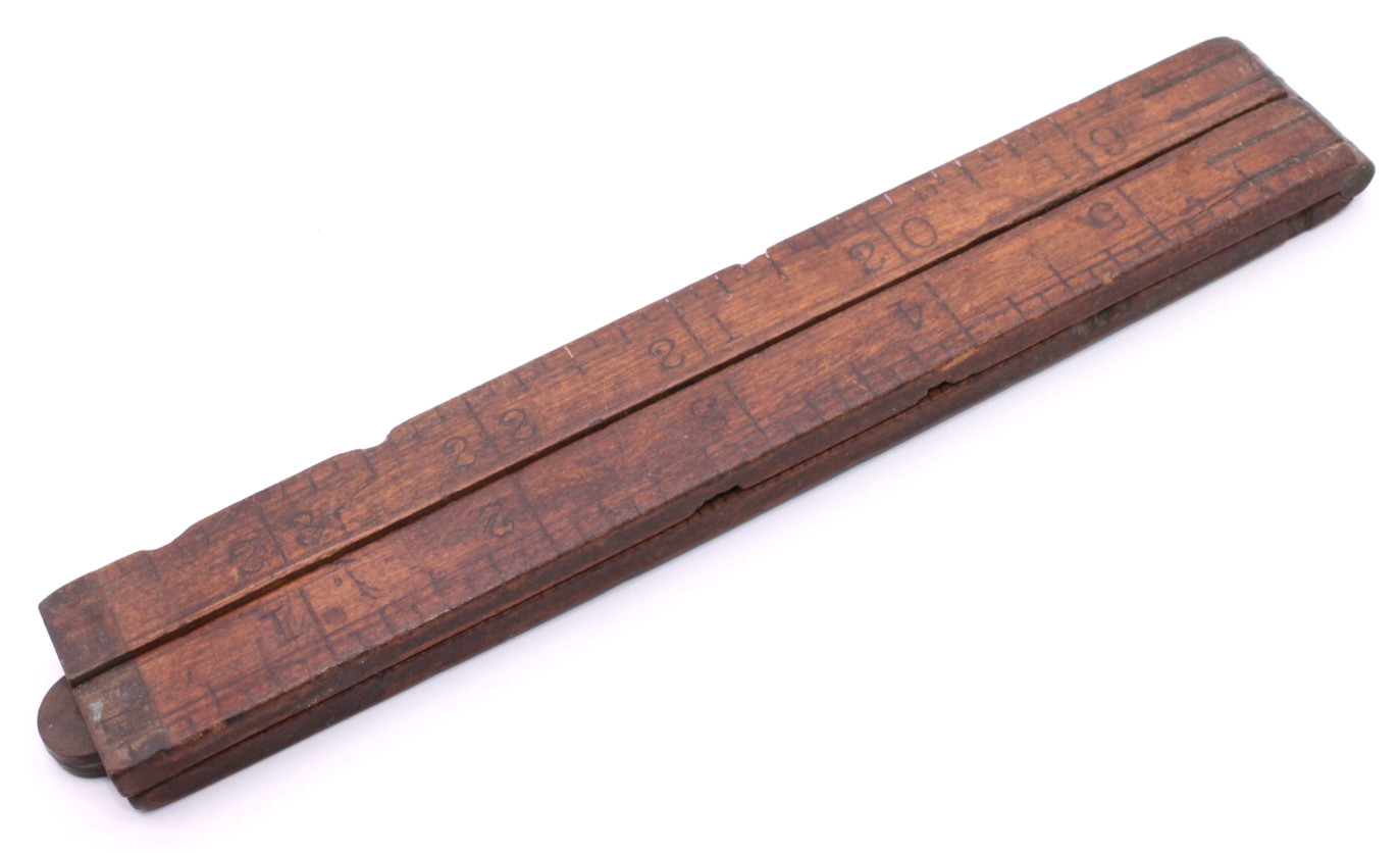 Vintage 24″ Brass & Wood Folding Carpenter Rule Hand Ruler Maker Unknown