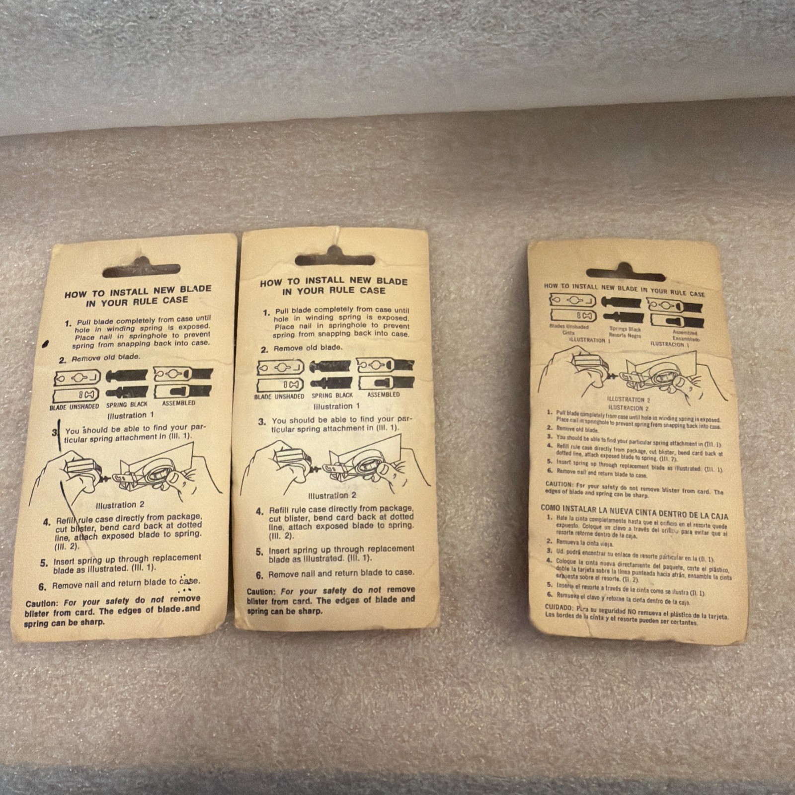 Vintage STANLEY Lot of 3 Tape Measure Replacement Blades. NOS. ~TWO SIZES~