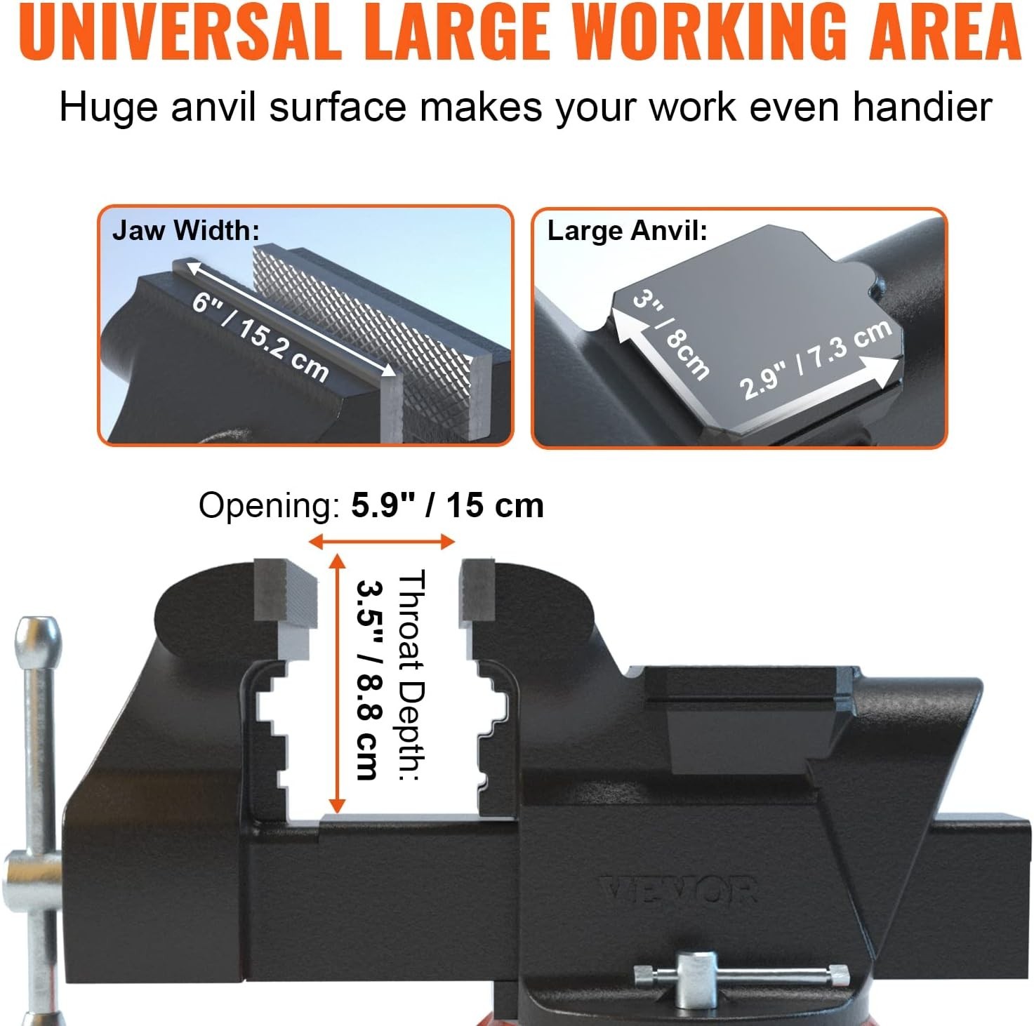 Heavy Duty 6-Inch Bench Vise with 360-Degree Swivel Base for Enhanced Precision
