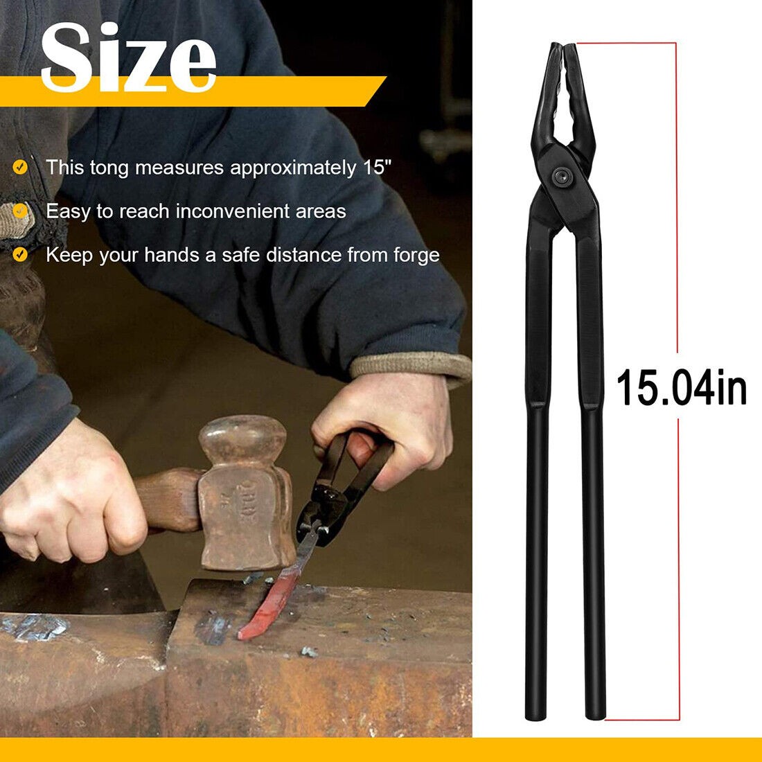Blacksmith Tongs Wolf Jaw Blacksmithing Tongs For Beginner Bladesmith 15in 380mm