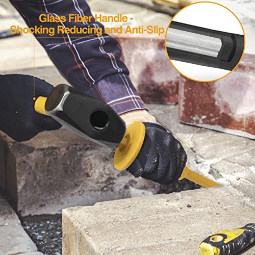 3lb Sledge Hammer & Flat Chisel with Hand Protection for