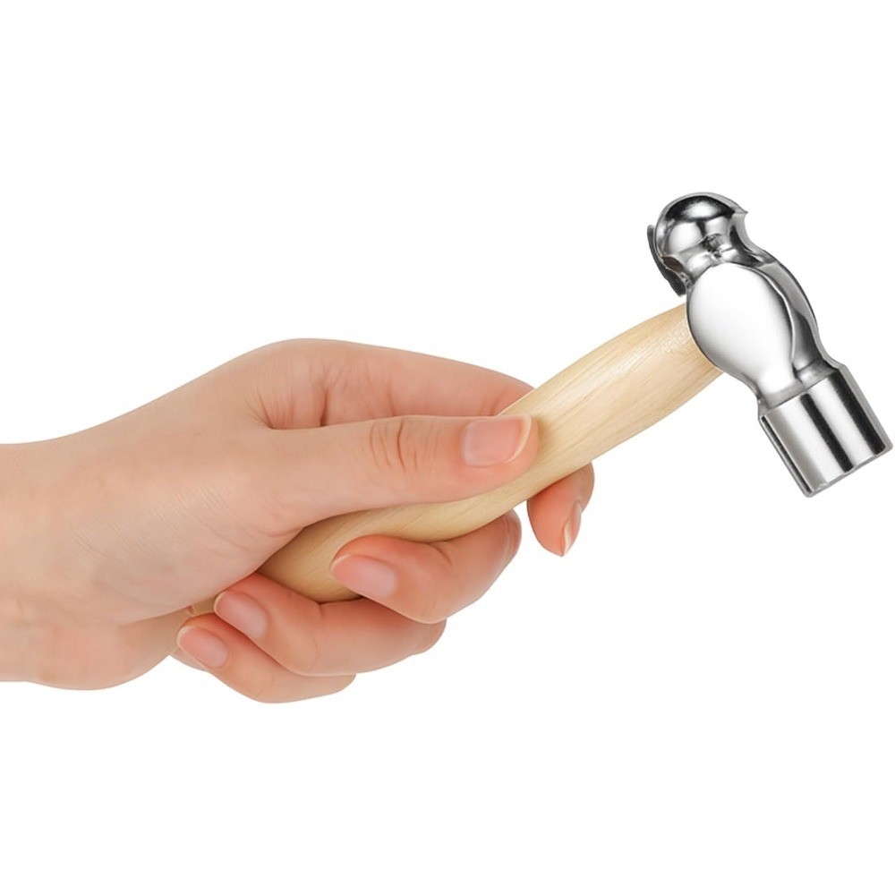 Mini Ball Peen Hammer with Wooden Handle, Small Round Head Tool for Jewelry