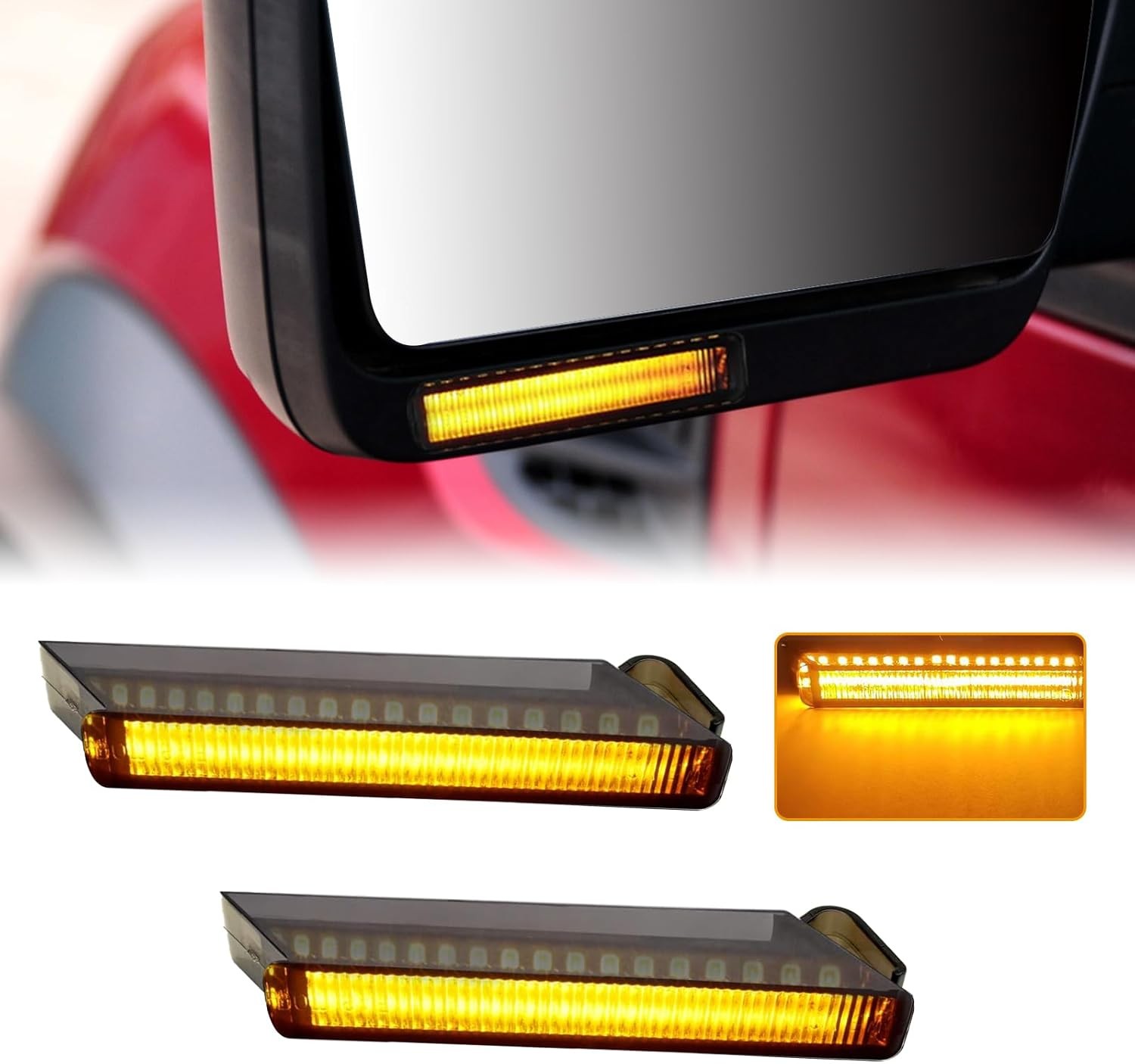 2pcs Sequential Right Left LED Side Mirror Turn Signal Light Smoked Lamps for 20