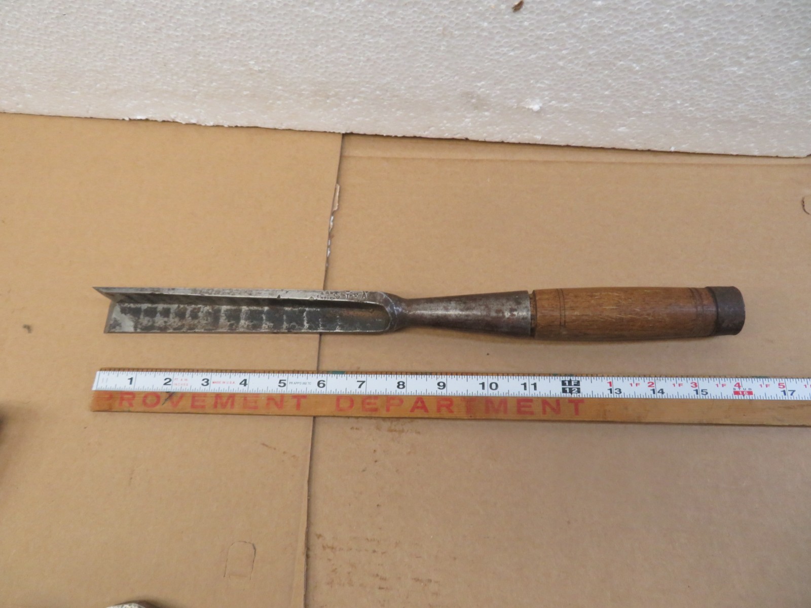 Vtg 16” P.S. & W. No 1 EX Peck Stow & Wilcox 1” Corner Wood Socket Chisel