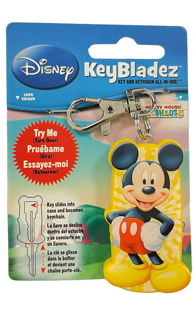 NEW YELLOW DISNEY KEY BLADEZ Key Chain MICKEY MOUSE KWIKSET KW1/KW10 KEYBLANK