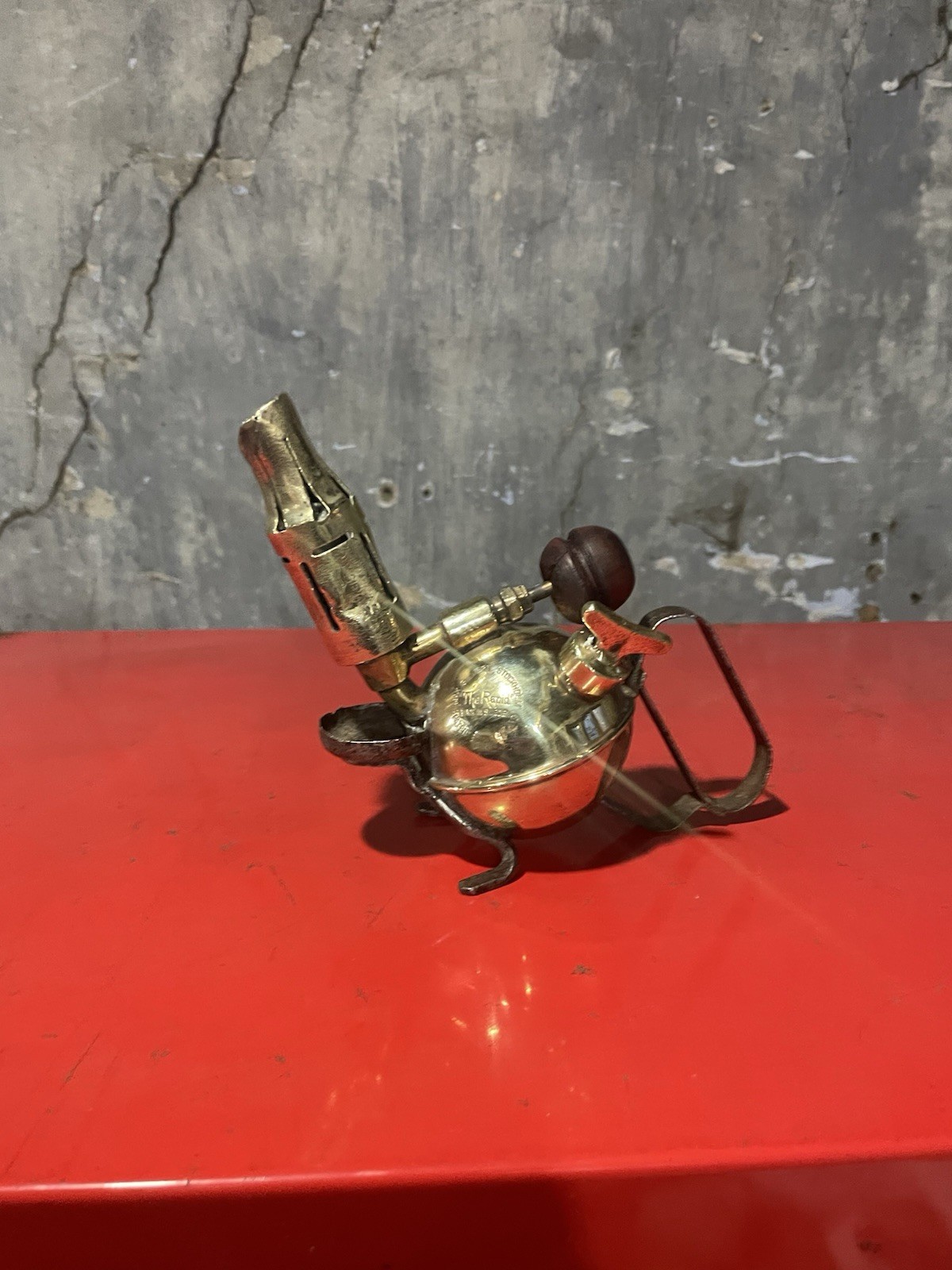 Rare Max Sievert Vintage Brass Petrolium Blow Lamp Stockholm Sweden
