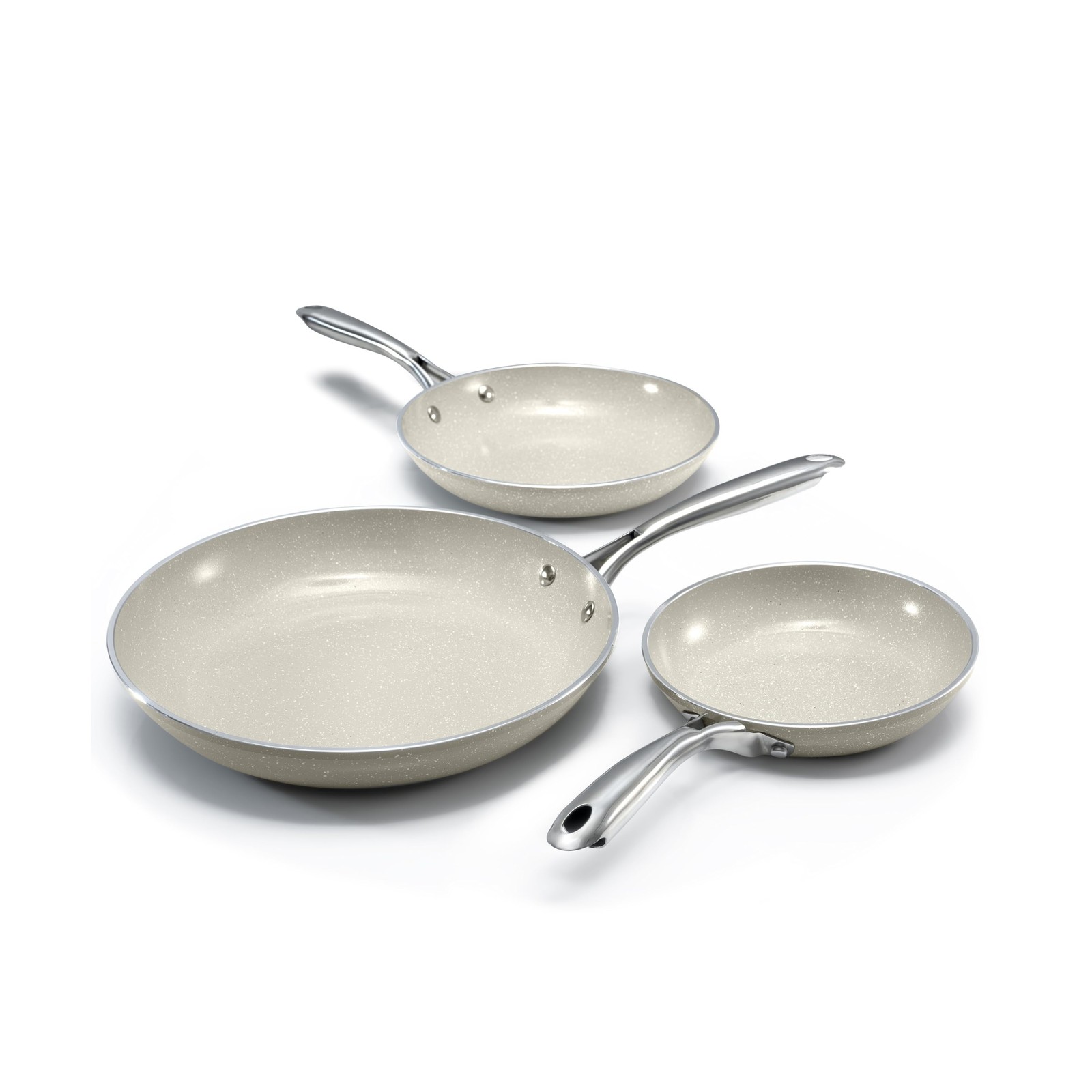Granitestone 3pc Non Stick Frying Pans Set, 8,10,12 inch Ceramic Fr… Fast Ship