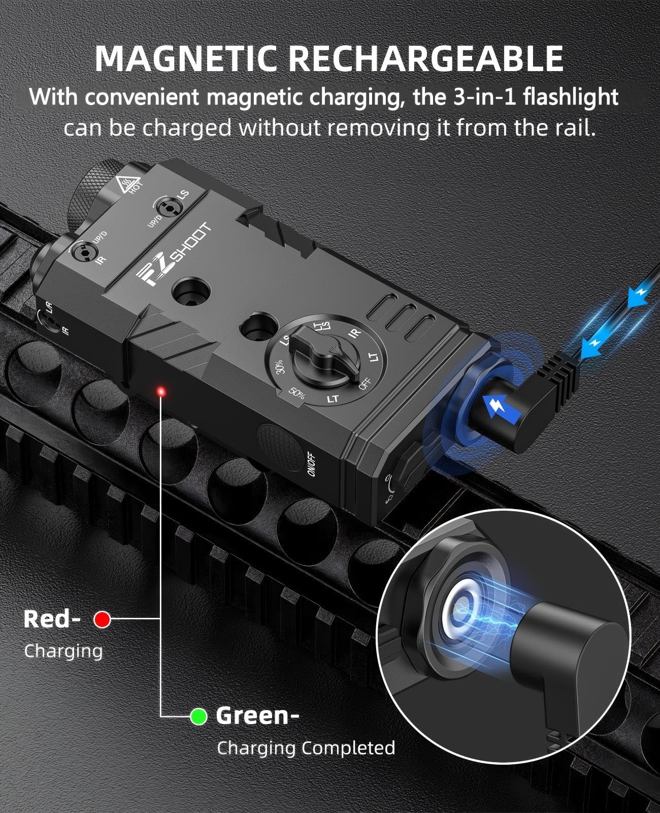 EZshoot 1600 Lumens Rifle Light Laser IR 3-in-1 Combo, Ar Black
