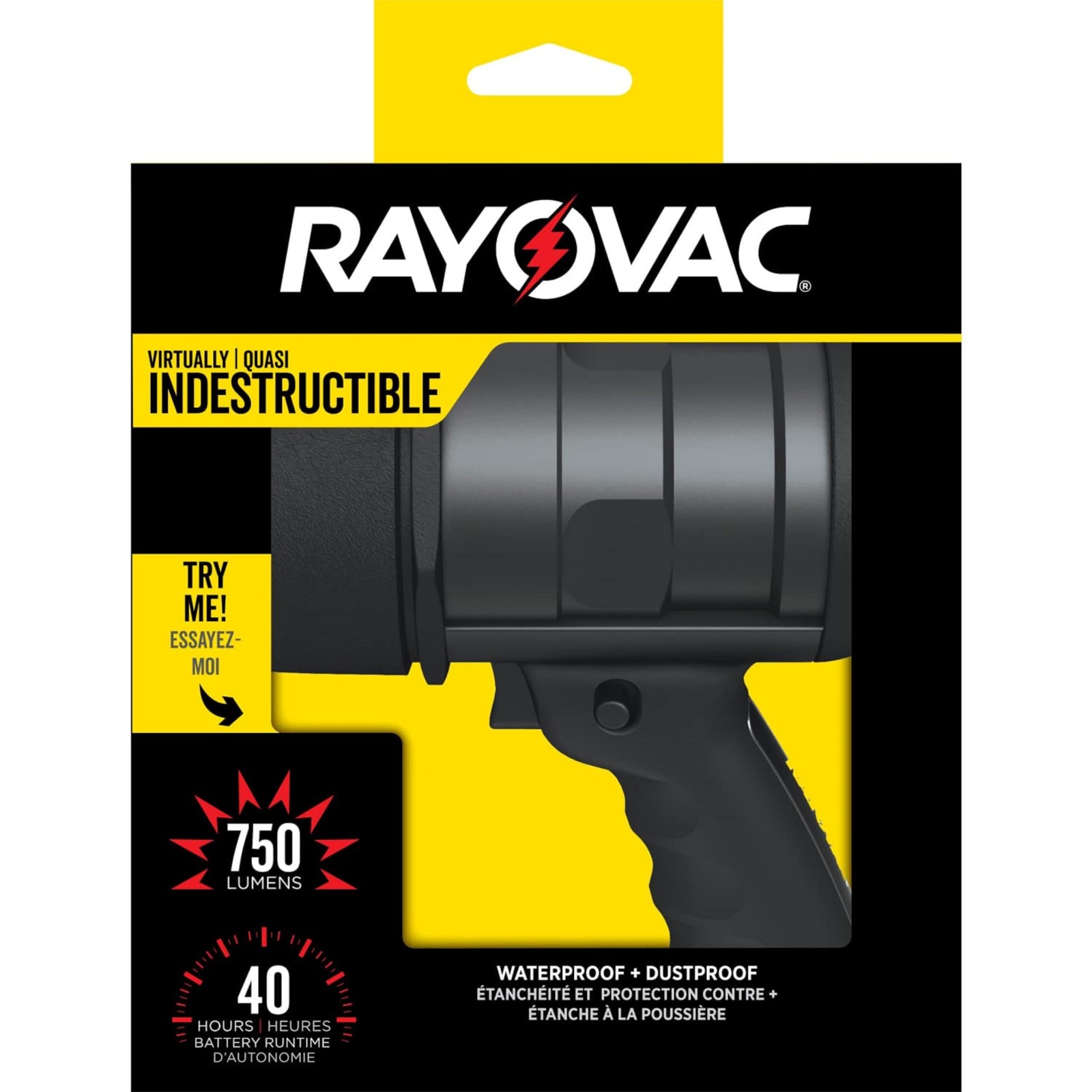 Rayovac Virtually Indestructible LED Spotlight, 750 Lumen 670 Lumens