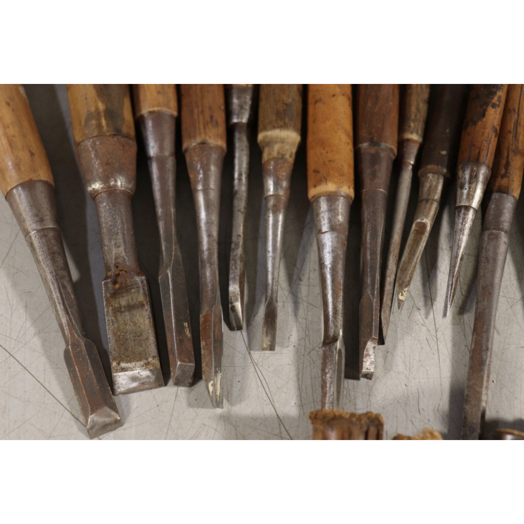 28 Pcs Vintage Japanese Woodworking Chisel Set Nomi Carpentry Tools Restoration