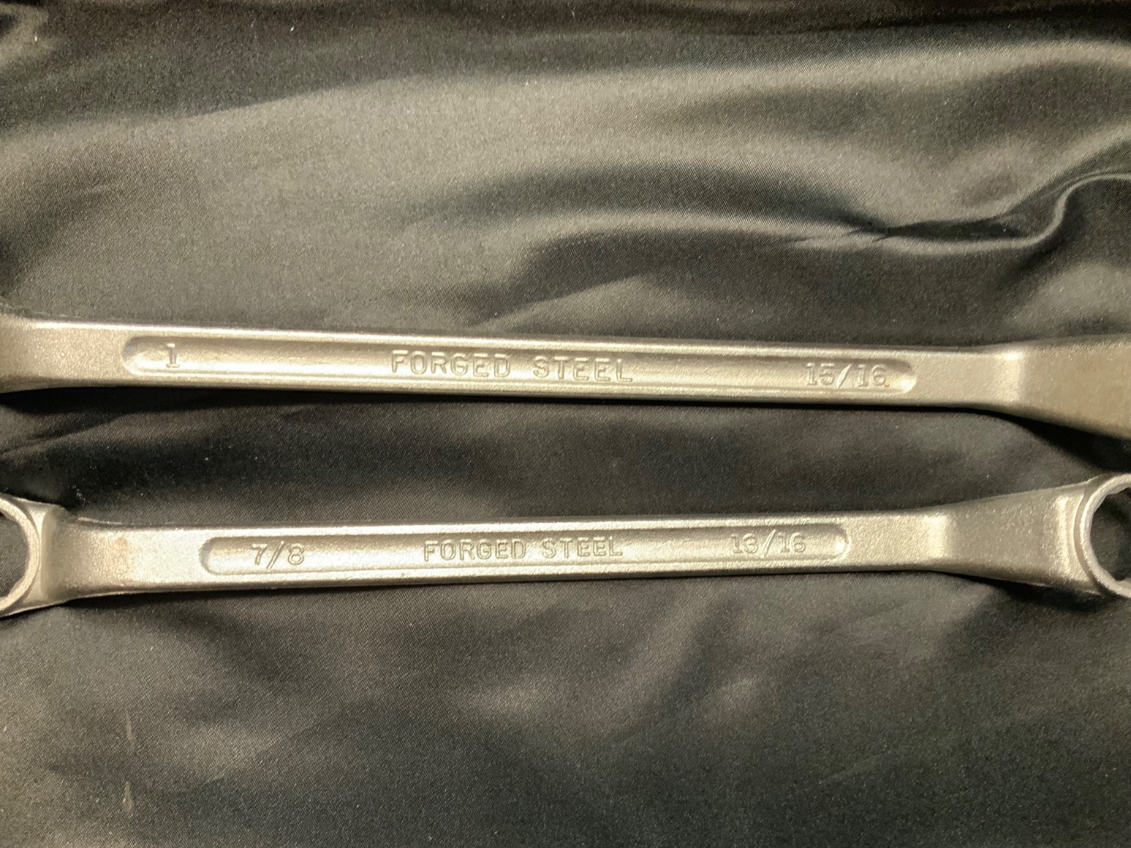 Vintage Tru Fit Off-set Double Box End Wrench Set (2pc) USA 7/8 to 1 inch