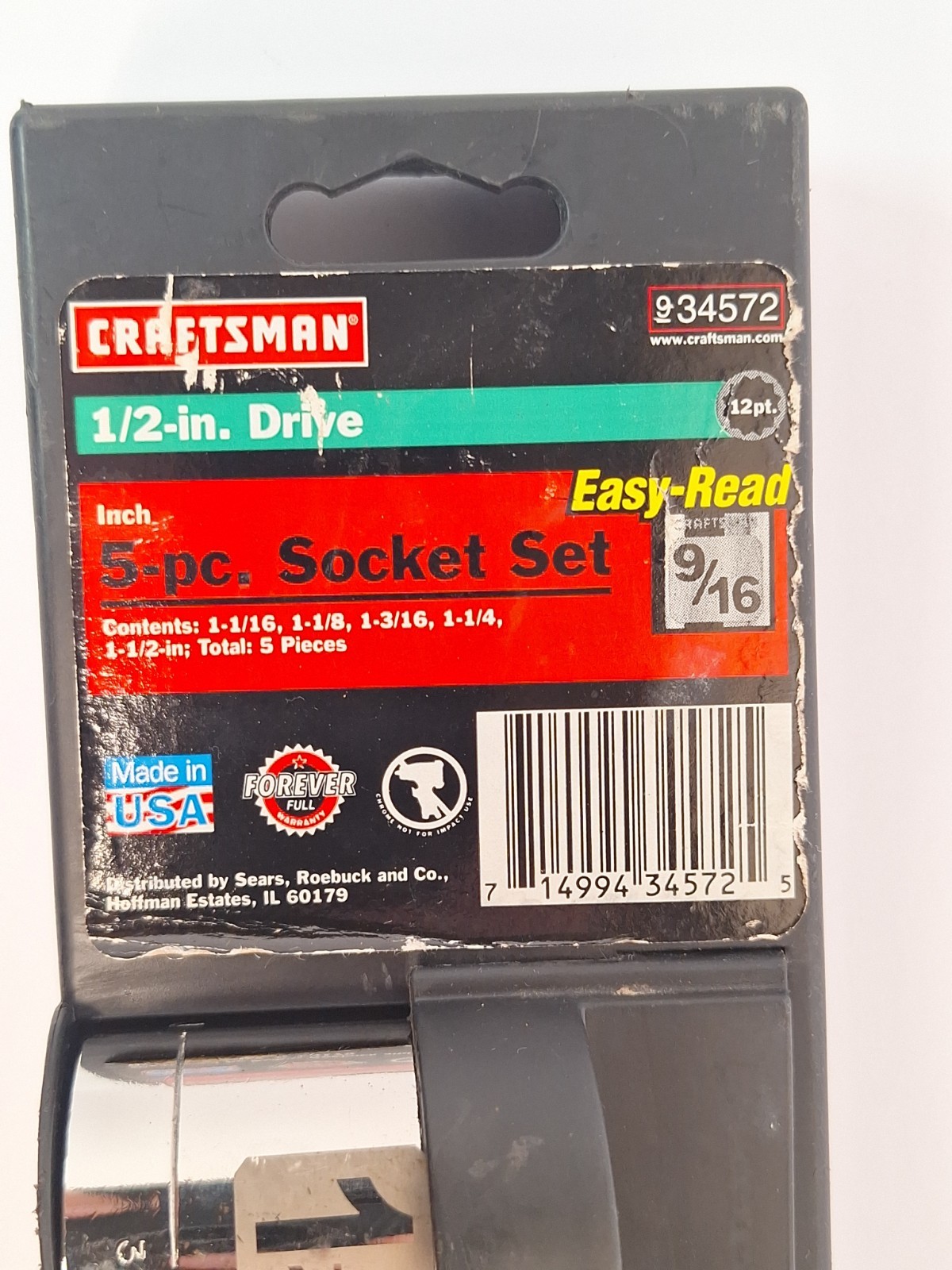 Vintage Craftsman USA Metric/SAE Large 5pc 1/2″drive Socket Set #34574/#34572 B3