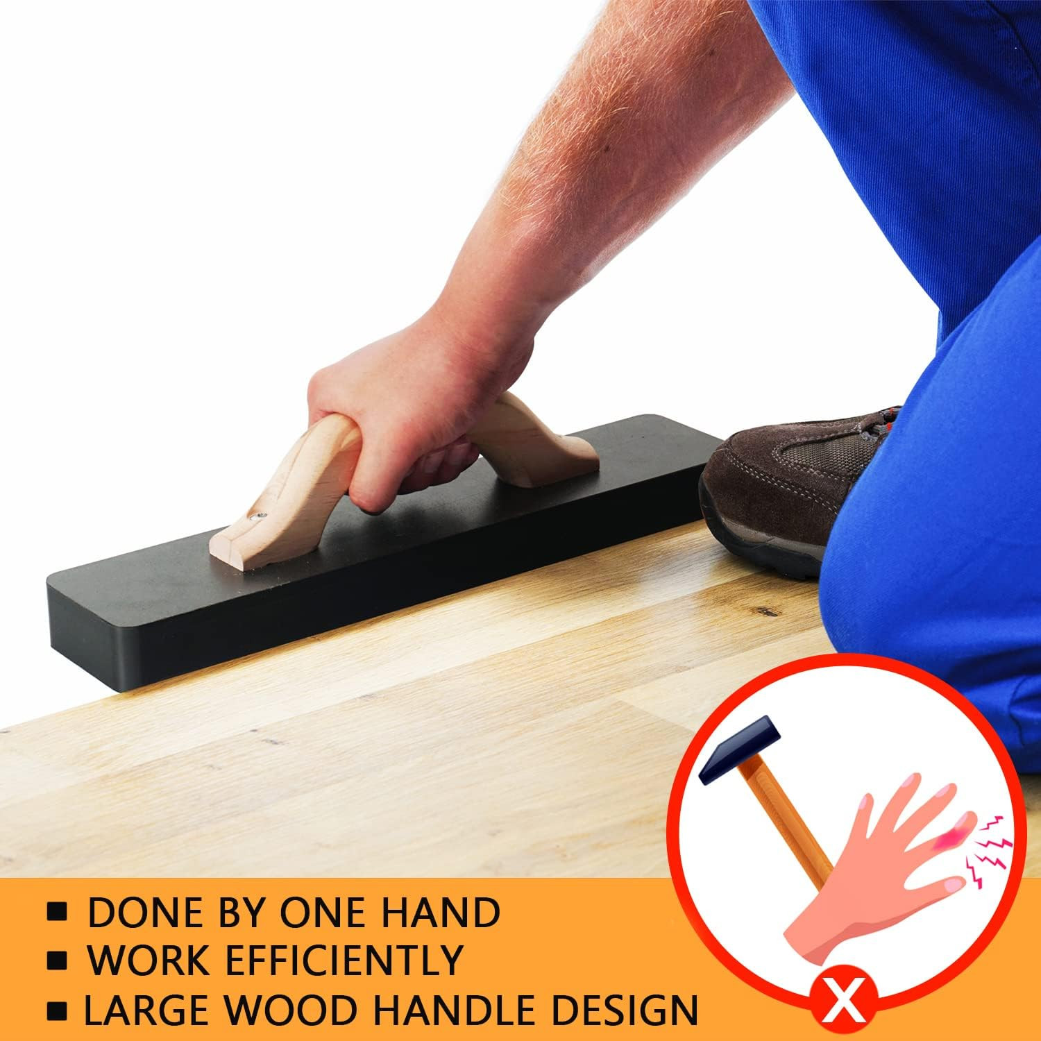 NAACOO Heavy Big Tapping Block, Mallet-Free, Flooring Tools, 2.7Lbs &15-1/2In, J