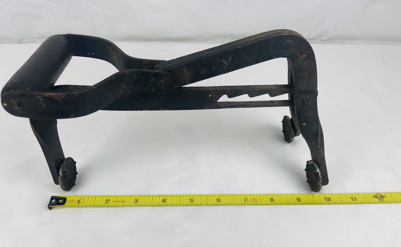 Vintage Battery Lifter Carrier w/ Wood Handle Adjustable 3 Pronged Made in USA