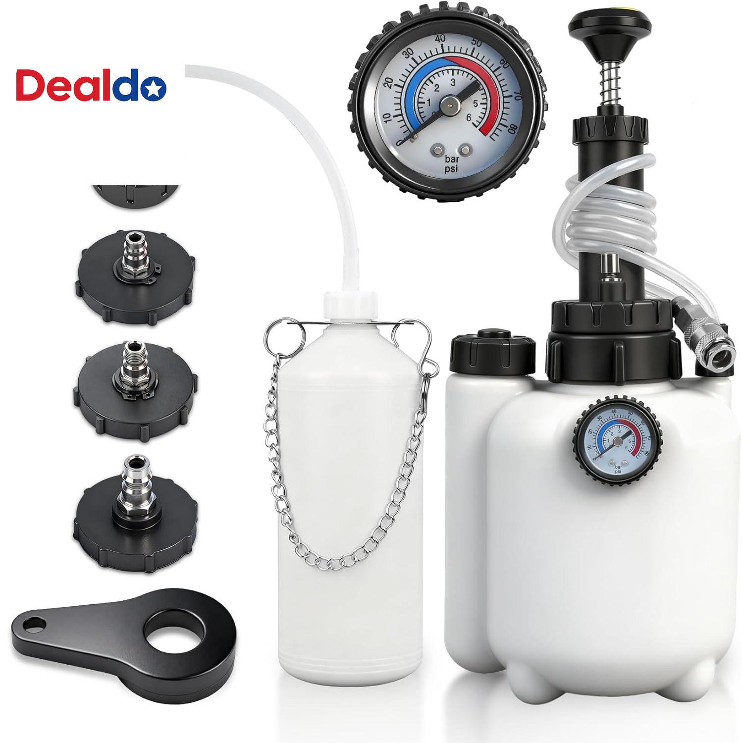 3L Brake Bleeding Kit with Pressure Gauge, Efficient Manual Vacuum Pump System f
