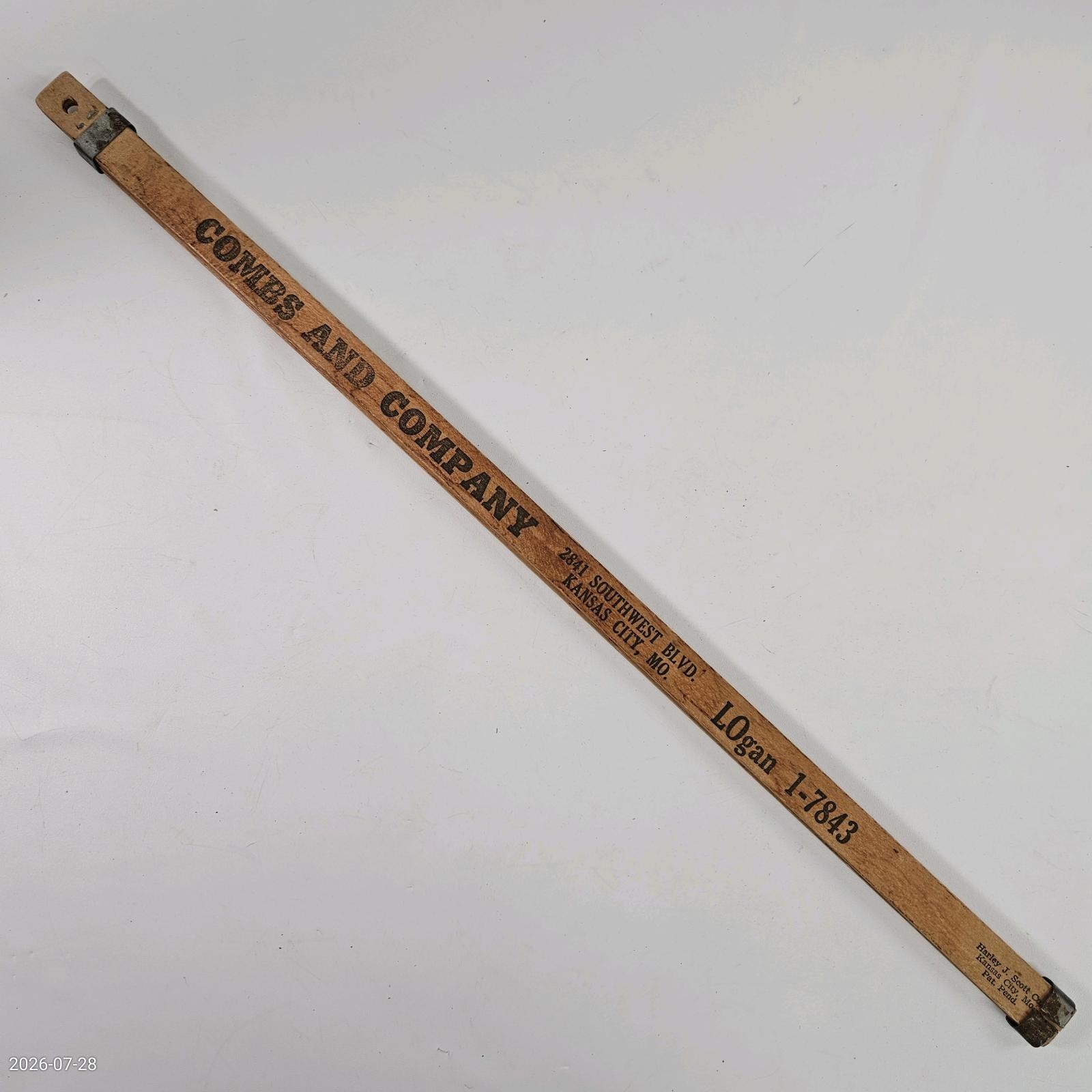 Vtg Advertising Sliding Yardstick Combs & Co Mill Elevator KC MO History 1940s