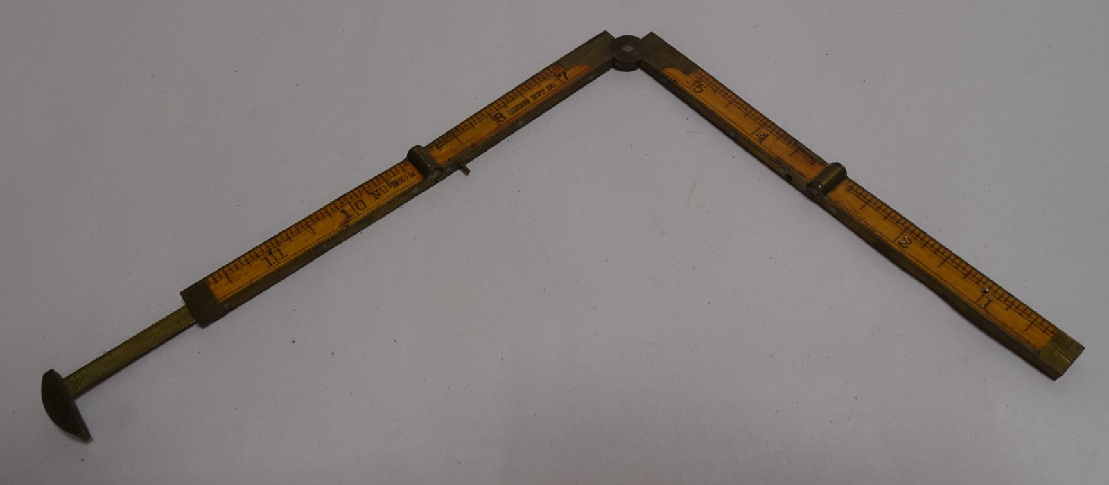 Upson Nut Company 32 1/2 Folding Wooden Ruler Rule 4-Fold w Sliding Caliper