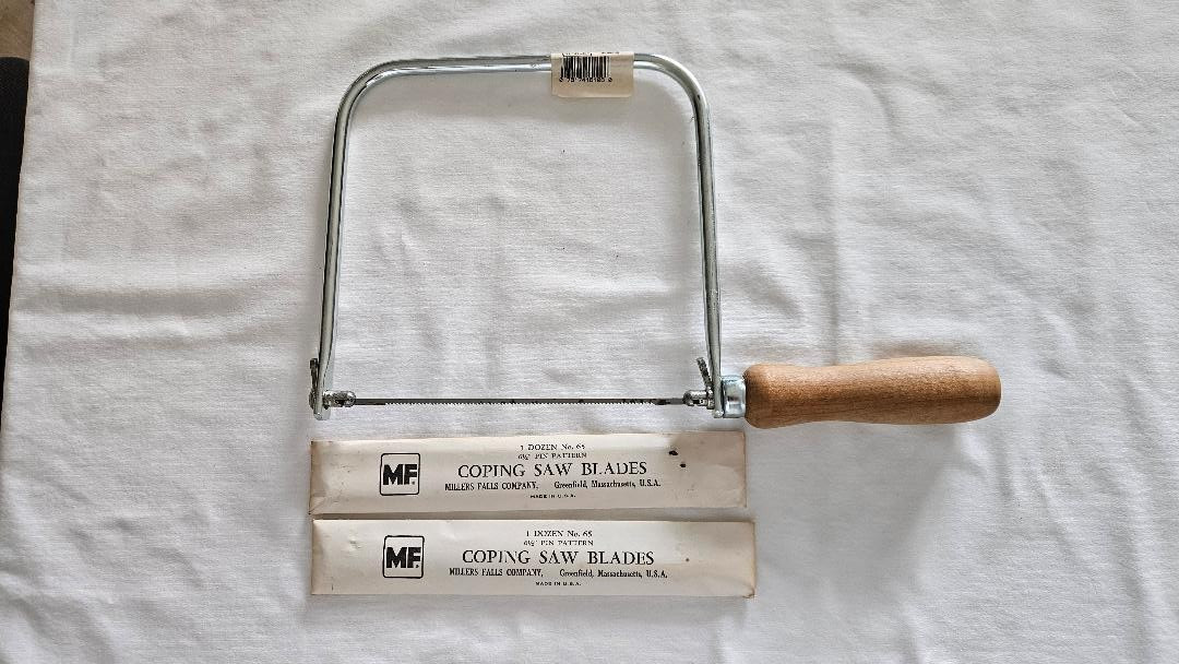 Vintage STANLEY Coping Saw – # 15-106, Plus 2 Packs Vintage Millers Falls Blades