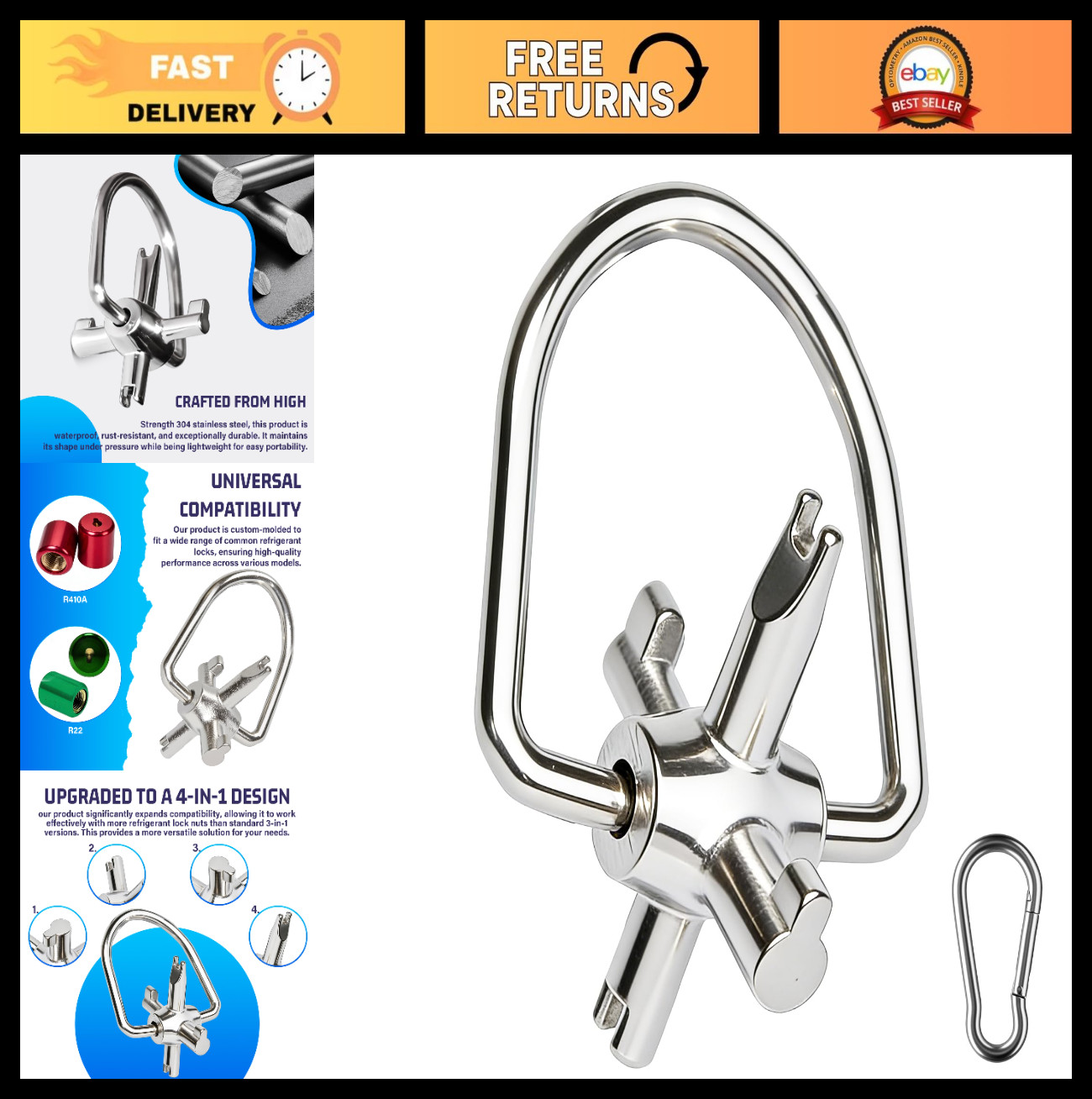 Universal HVAC Locking Cap Key – Multi-Use Tool for Refrigerant Safety Caps, Tam