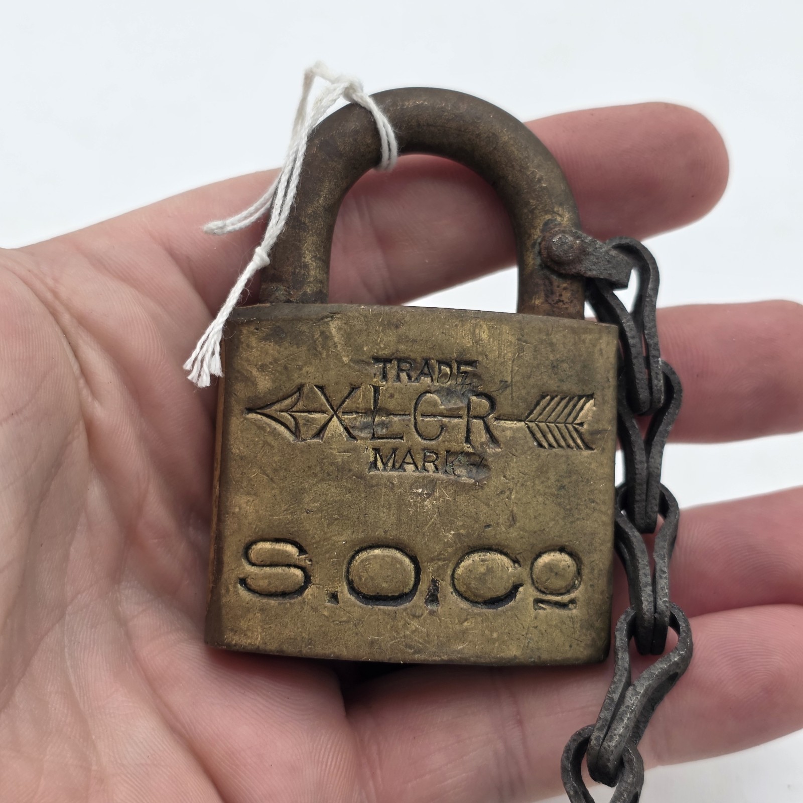 Vintage S.O. Co. Padlock XLCR Trade Mark – Antique Brass Lock No Key