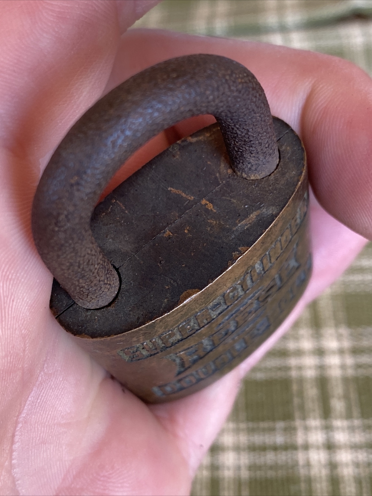 Antique Vtg Reese SUPER CYLINDER DOUBLE BOLT Brass or Bronze & Steel Pad Lock