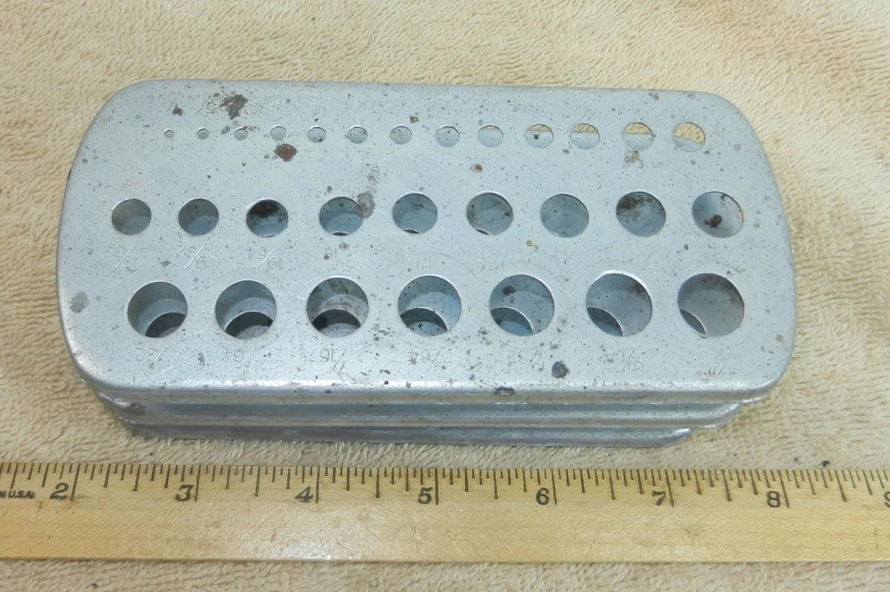 Vintage Drill Bit Index Metal Stand Holder Holds 29 !