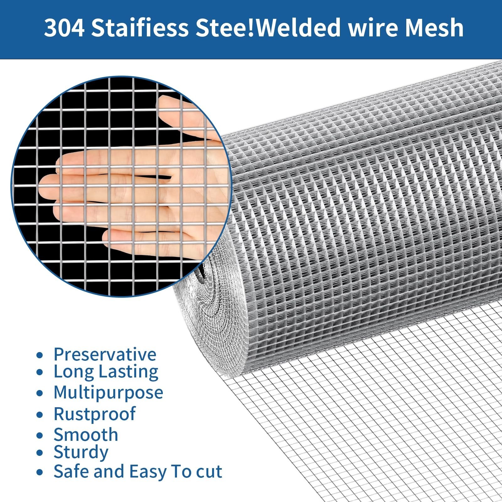 Stainless Steel Welded Wire Mesh, 1/4 inch Hardware Cloth, 22 Gauge Chicken W…
