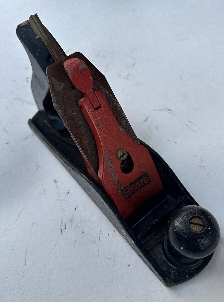VTG SEARS COMPANION 9” WOOD JACK PLANE PLAIN BOTTOM USA WOOD Rusty TOOL