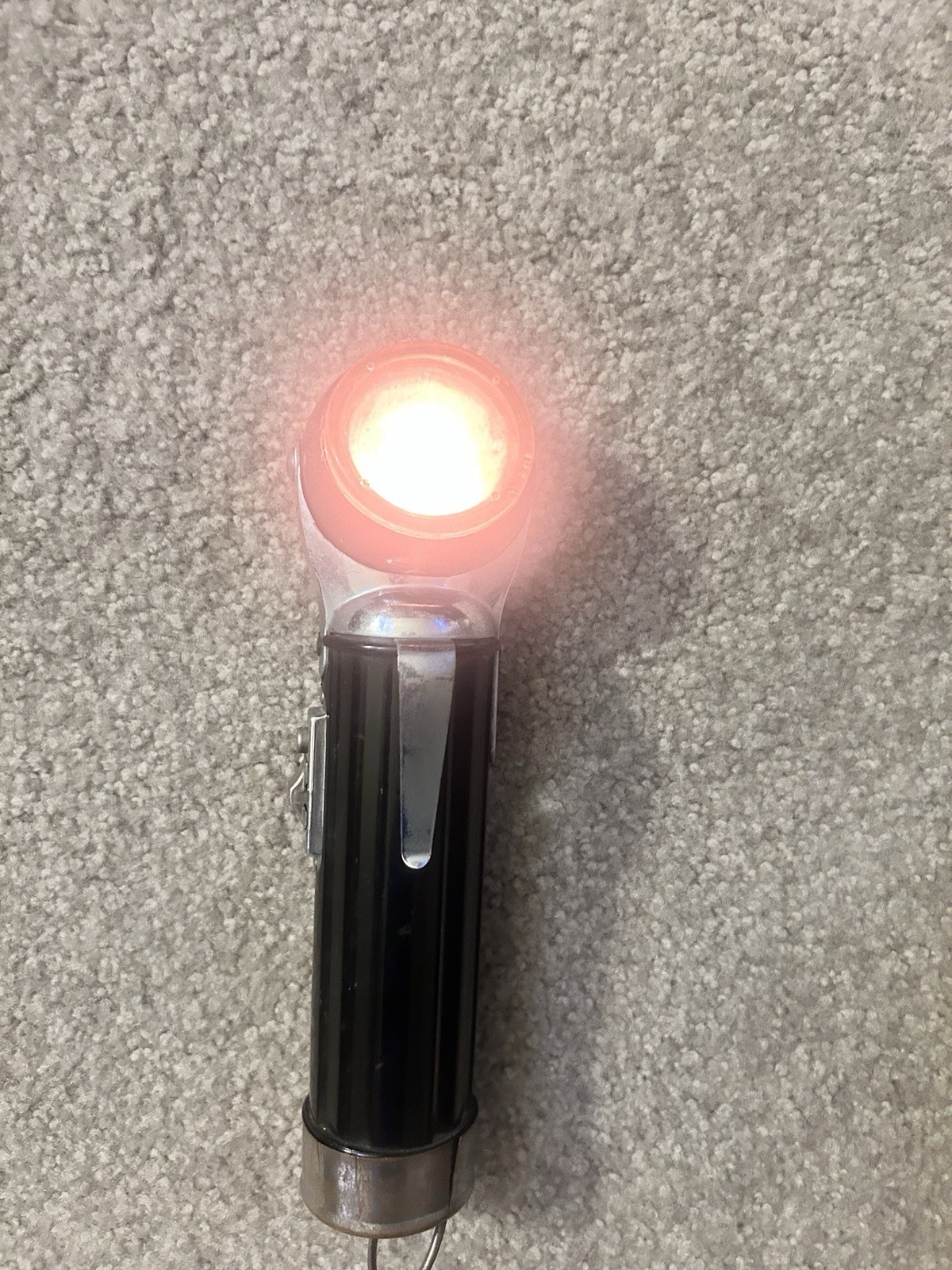 Vintage USA Lite Torch Swivel Head Tin/Hard Plastic Moveable Flashlight Works 8”