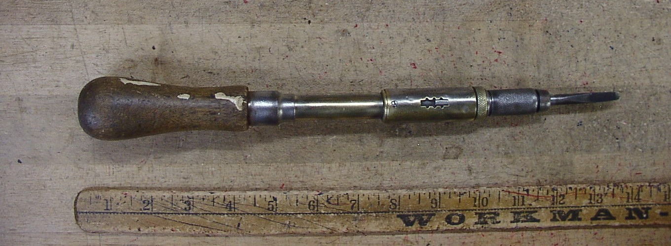 Antique Yankee North Bros No.30 Ratcheting Screwdriver,12″,W/Multiple Pat. Dates