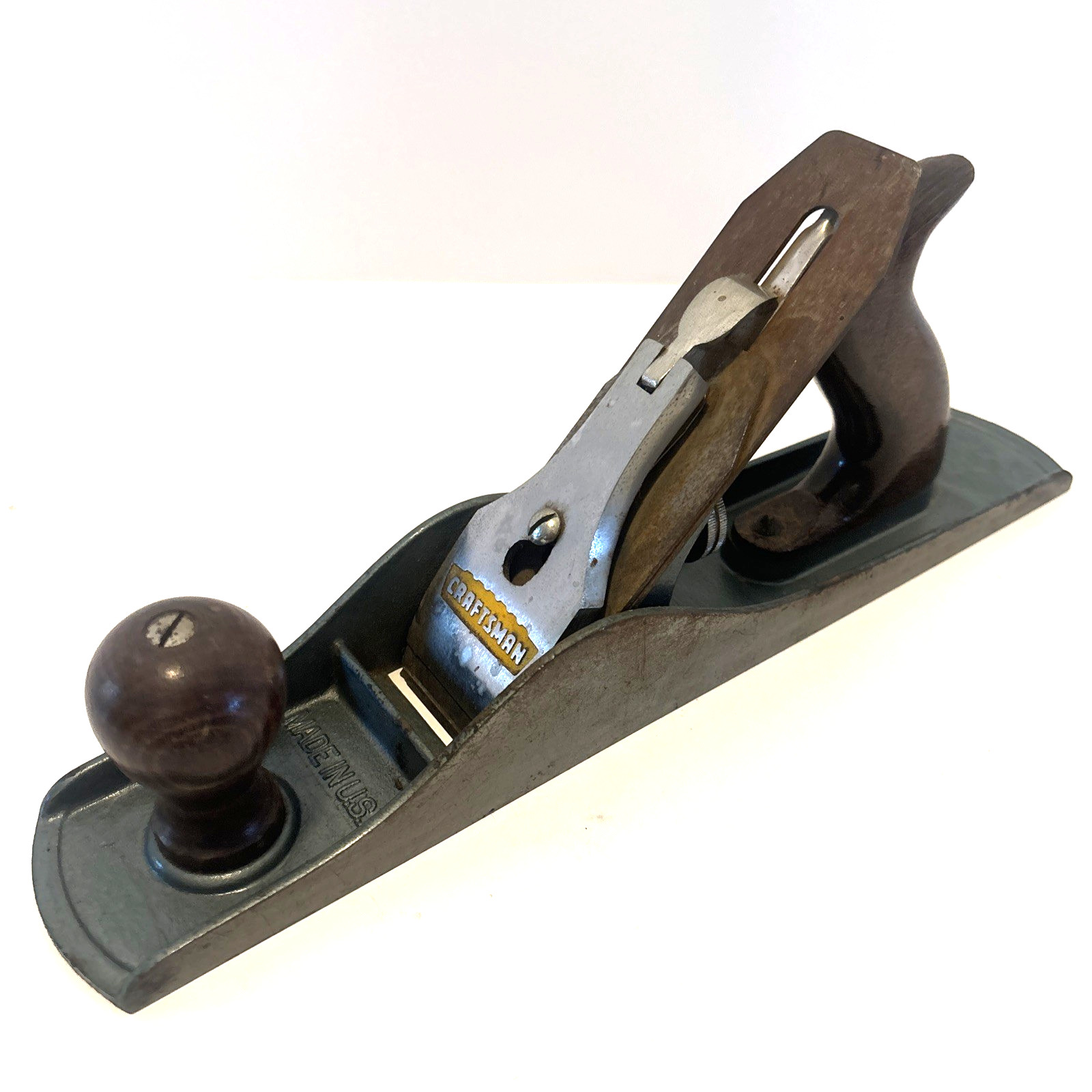 Antique Craftsman Hand Block Plane Tool 14″ Smooth Bottom Crown Logo Made In USA