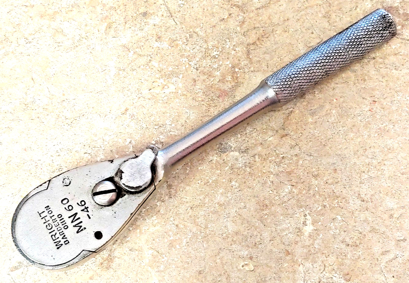 Vintage Wright MN 60 -46 3/8″ Drive Ratchet Barberton Ohio Made in USA