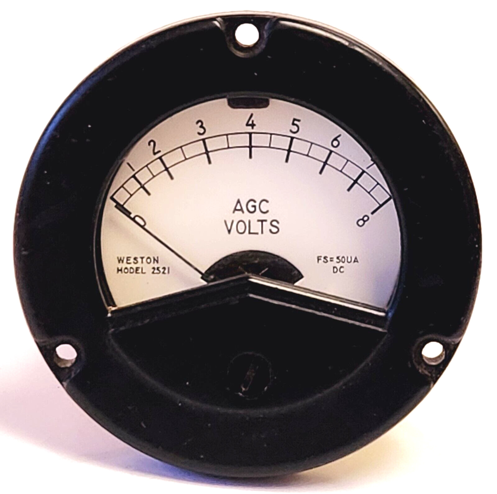 WESTON MODEL 2521 AGC VOLTS PANEL METER, RUGGEDIZED, FS=50UA DC (NEW)