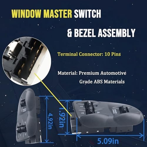 56021912AB Master Power Window Switch & Bezel Assembly Compatible with assembly