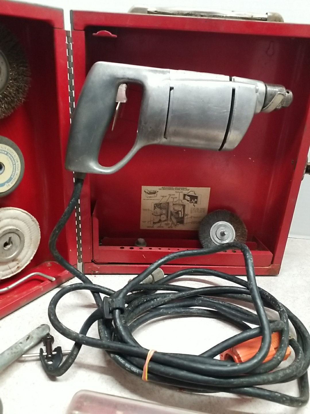 Vintage 1/4″ Electric Drill Model 315.7710 With Jig Saw Adpter Kit with a case