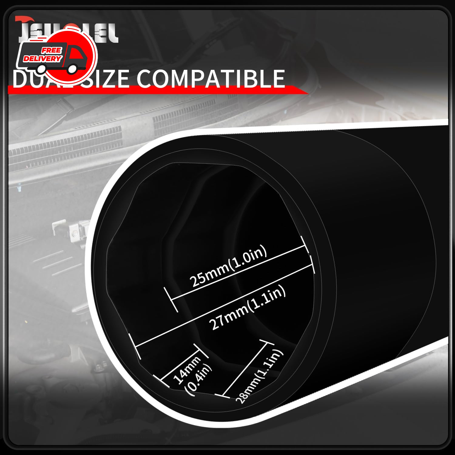Oil Pressure Sensor Switch Socket, Special Size 1-1/16 Inch, 3/8″ Black