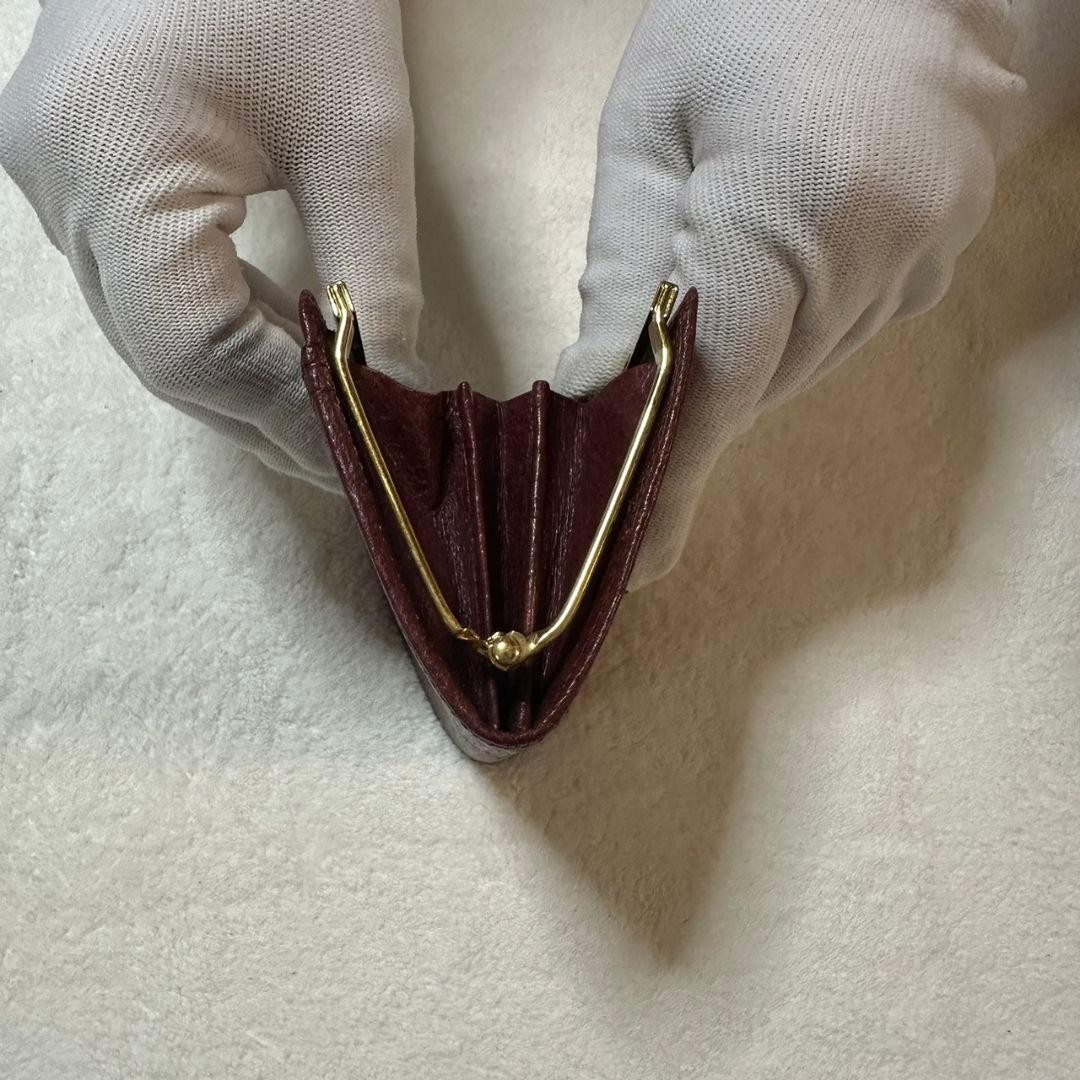 Valentino Garavani Coin Purse Vintage Wallet Burgundy Leather Used 8x12cm