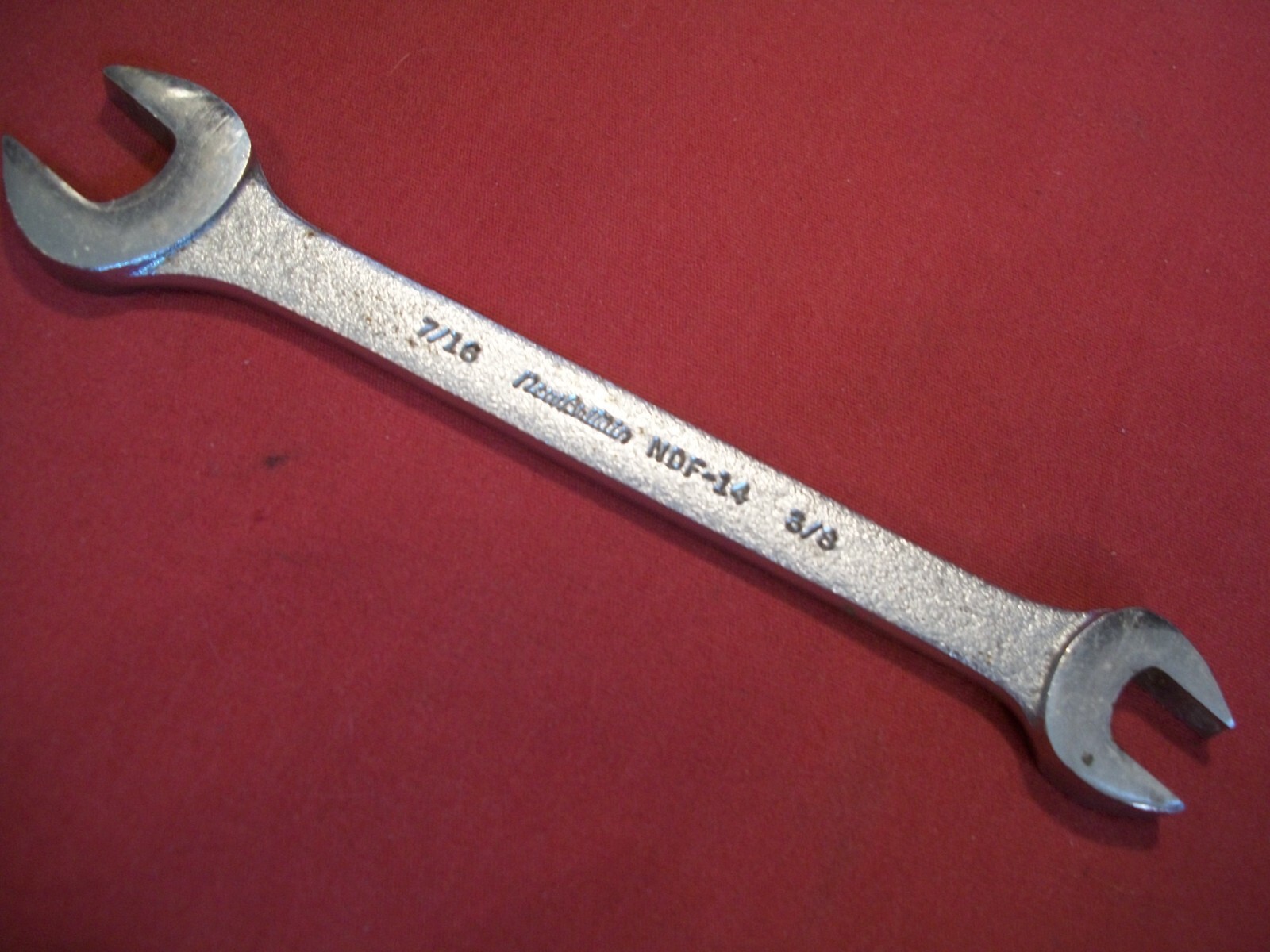 Vintage New Britian Open End Wrench #NDF-14, 7/16″ X 3/8″