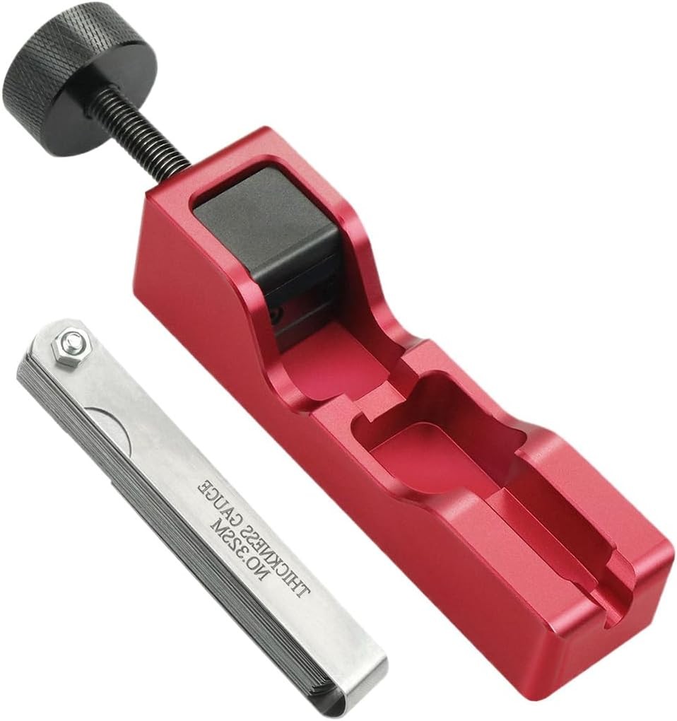 Car Spark Plug Gap Tool Vehicle Sparkplug Gapping Tool with 32 Blade Steel (Red)