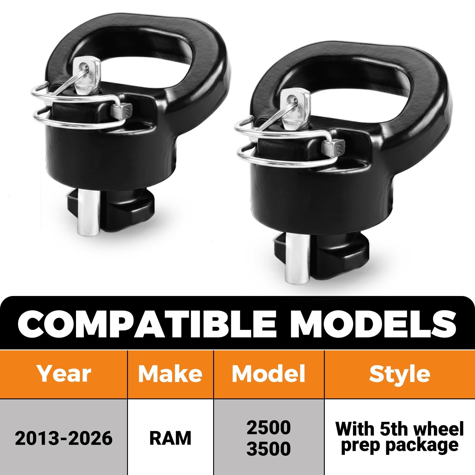 60617 Puck System Gooseneck Safety Chain Anchors, for 2013-2026 Dodge RAM 250…