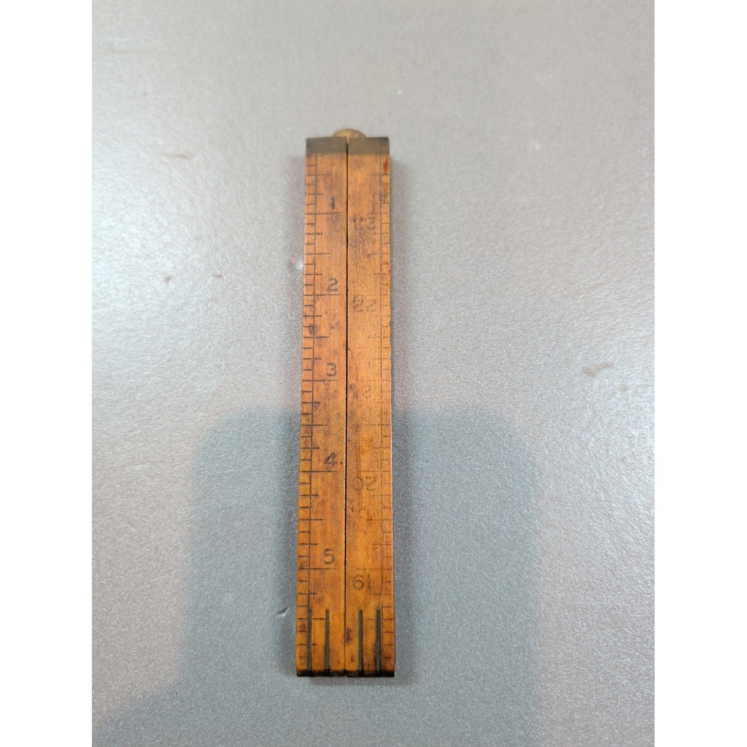 Vtg Stanley No 61 Folding Rule 2 Foot Boxwood Brass Carpenter Tool Made in USA
