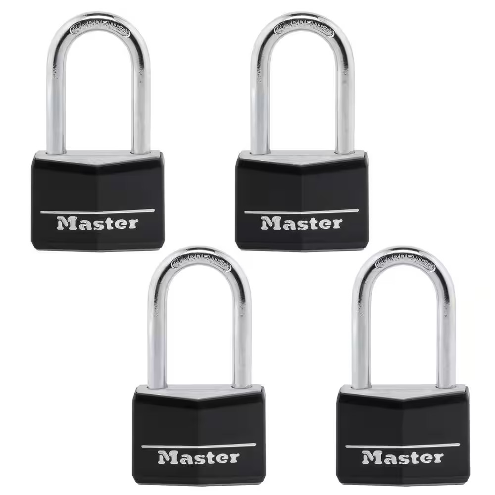 Master Lock Padlock Keyed Lock 4 Pack Outdoor Indoor 40mm Steel Shackle Keys