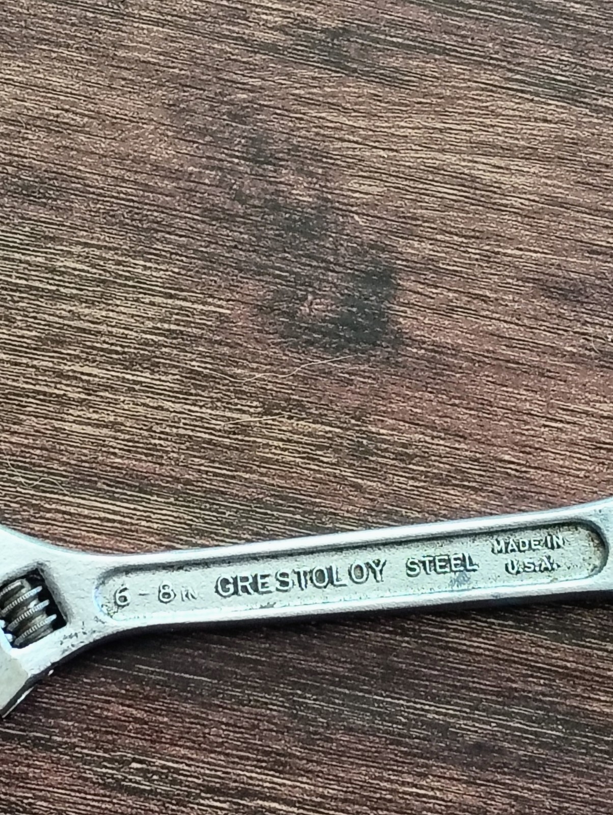 Vintage Crescent Crestoloy Double Ended Adjustable Wrench 6-8″ Dogleg Made In US