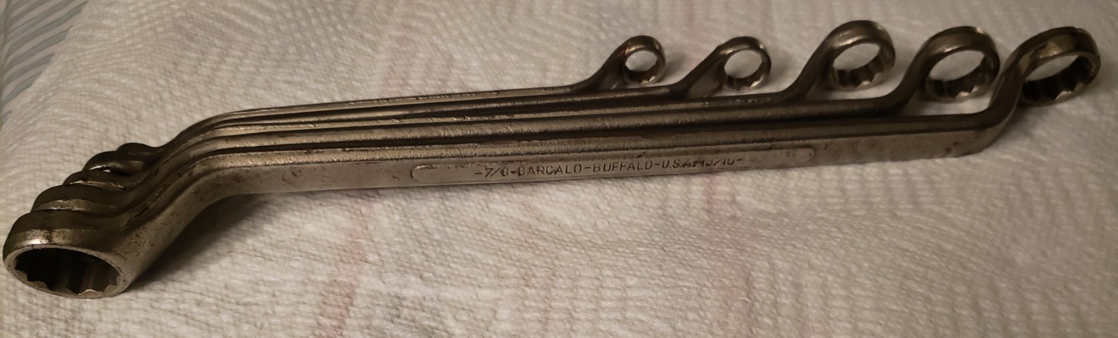 Vintage Barcalo Buffalo 3/8″- 7/8″ 12 Point Deep Offset Box Wrench Set-5pcs USA